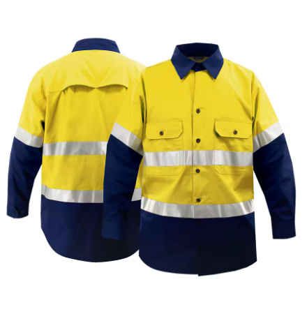 Hi-Vis Yellow Long Sleeve Work Shirt for Industrial and Construction Safety in Ghana - SHEQ247